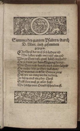 Summa des gantzen Psalters, durch D. Martin Luth. zusammen gezogen