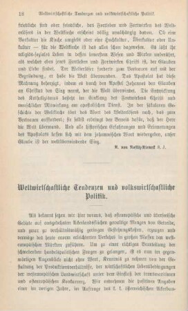 18-32 Weltwirtschaftliche Tendenzen und volkswirtschaftliche Politik