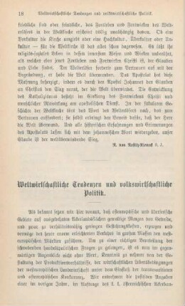 18-32 Weltwirtschaftliche Tendenzen und volkswirtschaftliche Politik