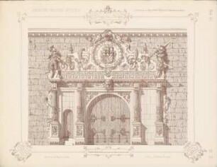 Schloss, Tübingen: Ansicht Portal (aus: Architekton. Studien, hrsg. v. Architektenverein am Königl. Polytechnikum Stuttgart, H. 41., 1877)