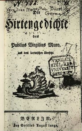 Die Hirtengedichte des Publius Virgilius Maro : aus dem lateinischen übersetzt