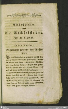 Beobachtungen über die Wechselfieber. Drittes Buch