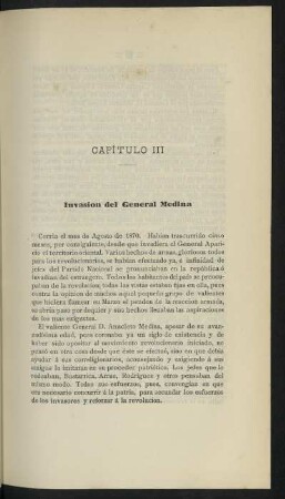 Capítulo III - Invasion del General Medina