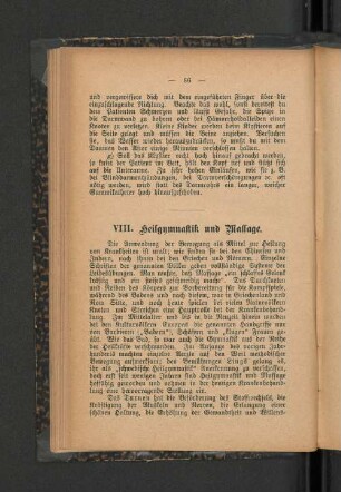 VIII. Heilgymnastik und Massage.