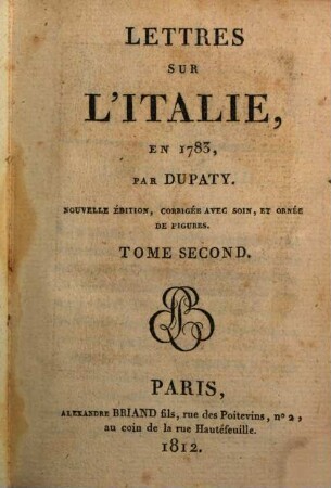Lettres sur l'Italie en 1785, 2