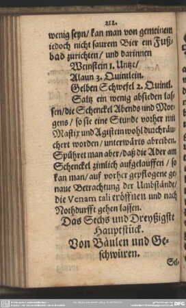 Das Sechs und Dreyßigste Hauptstück. Von Bäulen und Geschwüren
