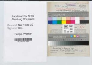 Entnazifizierung Werner Fenge, geb. 26.01.1909 (Kaufm.Angest.)