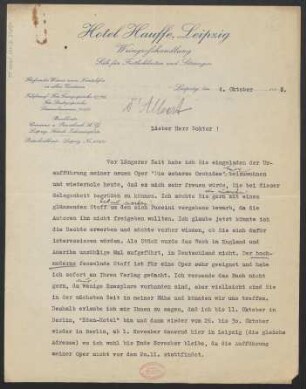 Brief an Ludwig Strecker und B. Schott's Söhne : 04.10.1928