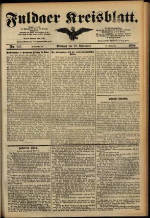 Ausgabe vom Mittwoch, den 22. September 1909.