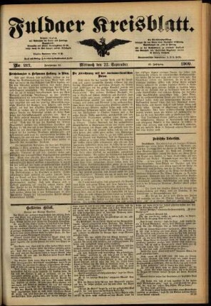 Ausgabe vom Mittwoch, den 22. September 1909.