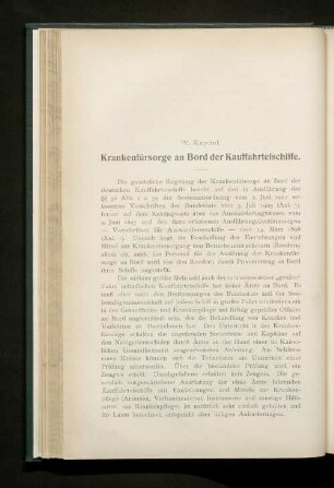 IV. Kapitel. Krankenfürsorge an Bord der Kauffahrteischiffe