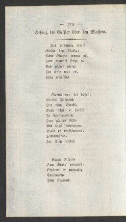 Gesang der Geister über den Wassern.
