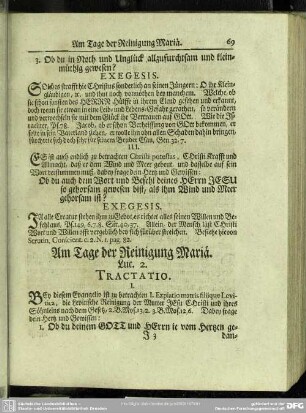Am Tage der Reinigung Mariä. Luc. 2