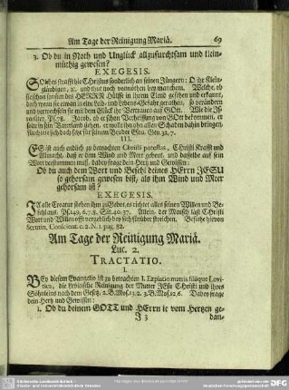 Am Tage der Reinigung Mariä. Luc. 2