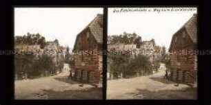 Personen an der Fichtelschänke beim Einsiedlerstein, Felsenburg Sloup, Bürgstein