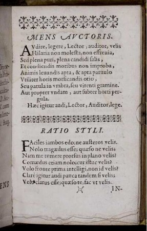 "Mens Auctoris" und "Ratio Styli" [2 Gedichte]