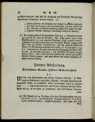 Zweyte Abtheilung. Das Cammer-Gerichts-Justitien-Wesen betreffend.