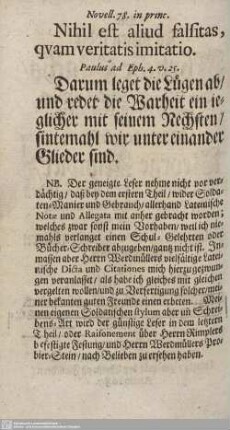 Darum leget die Lügen ab/ und redet die Warheit ein jeglicher mit seinem Rechsten...
