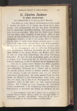 D. Charles Buchner in piam memoriam