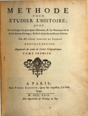 Méthode pour étudier l'histoire, 1