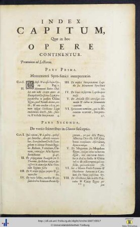 Index Capitum, Quae in hoc Opere Continentur.