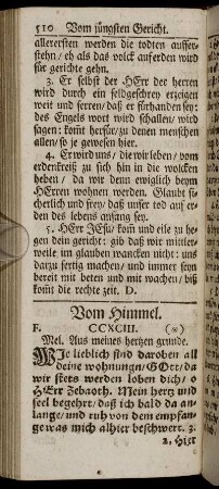 Vom Himmel; Von der Höllen Ewigkeit; Beym Beschluß des Gottesdienstes.