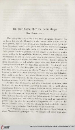 3: Ein paar Worte über die Holbeinfrage