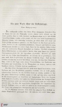 3: Ein paar Worte über die Holbeinfrage