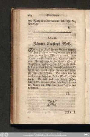 XXXII. Johann Christoph Wolf.