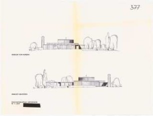 Friedhofskapelle, Gütersloh: Ansicht Nord Süd 1:200