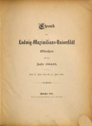 Chronik. 1884/85