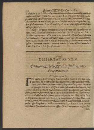 Dissertatio XXIV. De Citatione, Libello, & aliis Iudiciorum Praeparatoriis