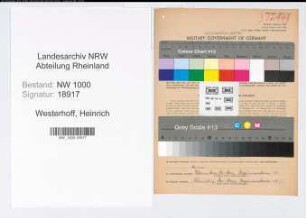 Entnazifizierung Heinrich Westerhoff, geb. 10.06.1909 (Verw.Inspektor)