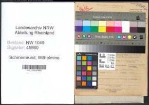 Entnazifizierung Wilhelmine Schmermund , geb. 04.07.1897 ()
