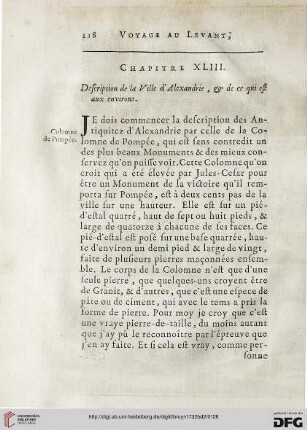 Chapitre XLIII: Description de la Ville d’Alexandrie, & de ce qui est aux environs