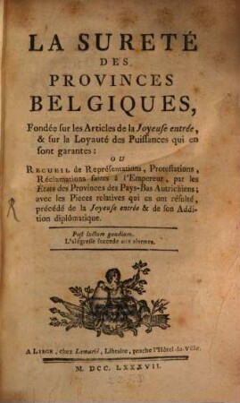 La sûreté de Provinces-Belgiques