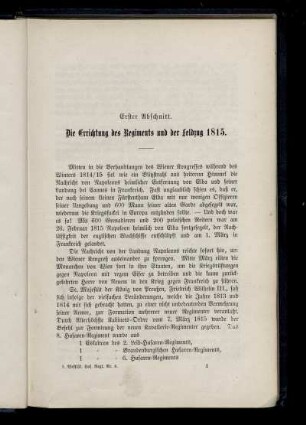 Erster Abschnitt. Die Errichtung des Regiments und der Feldzug 1815