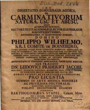 Dissertatio Inauguralis Medica, De Carminativorum Natura, Usu Et Abusu