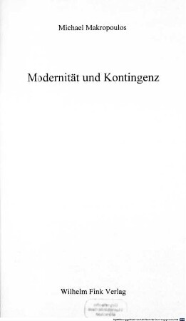 Modernität und Kontingenz