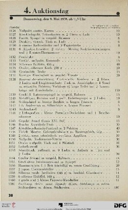 4. Auktionstag Donnerstag, den 9. März 1935, ab ½ 3 Uhr (Nr. 1126-1500)