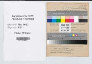 Entnazifizierung Wilhelm Etzler , geb. 14.03.1898 (Oberwachtmeister)