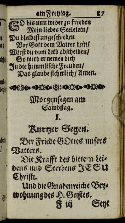 Morgensegen am Sambstag.