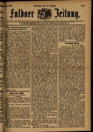 Ausgabe vom Dienstag, den 23. August 1887.