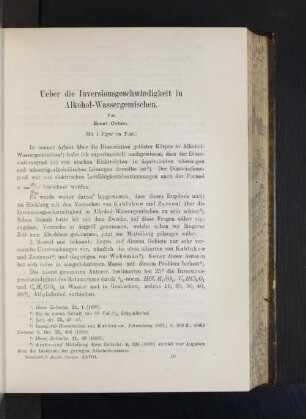 Ueber die Inversionsgeschwindigkeit in Alkohol-Wassergemischen.