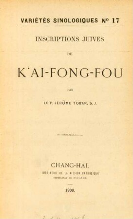 Inscriptions juives de K'ai-fong-fou