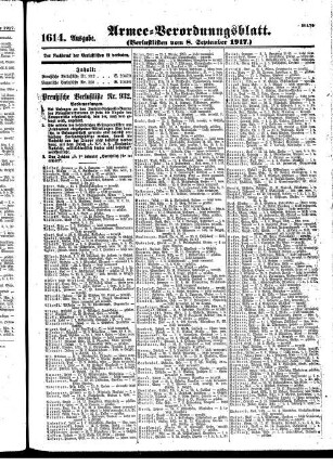 1614. Ausgabe. Samstag, 8. September 1917