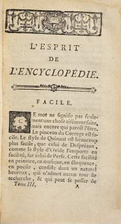 L' Esprit De L'Encyclopédie, Ou Choix Des Articles : Les plus curieux, les plus agréables, les plus piquans, les plus philosophiques de ce grand Dictionnaire ..., 3