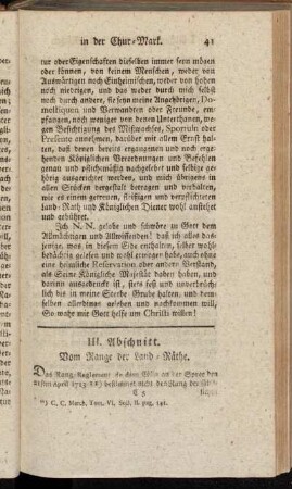 III. Abschnitt. Vom Range der Land-Räthe