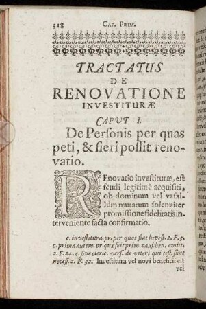 Caput I. De Personis per quas peti, & fieri possit renovatio.
