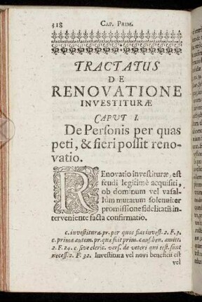 Caput I. De Personis per quas peti, & fieri possit renovatio.